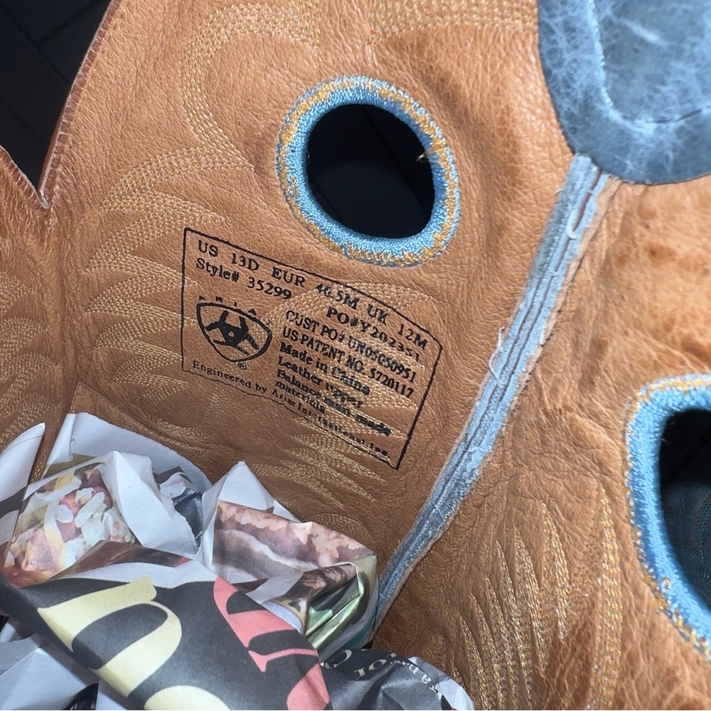 Ariat Heritage Buckaroo 16" Brown Teal Cowboy Boots 35299 Mens Size 13 D EUC - Picture 6 of 9